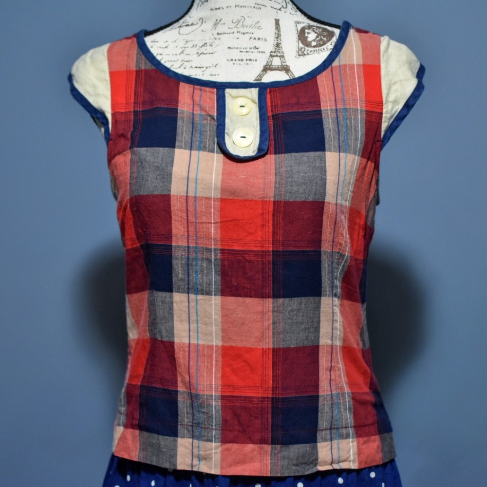Nick & Mo Plaid Cap Sleeve Top